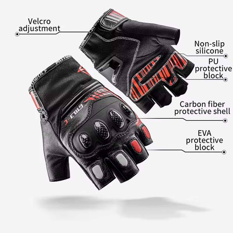 Meio dedo luvas da motocicleta - Motorcycle Glove Knuckle avaliação e preço